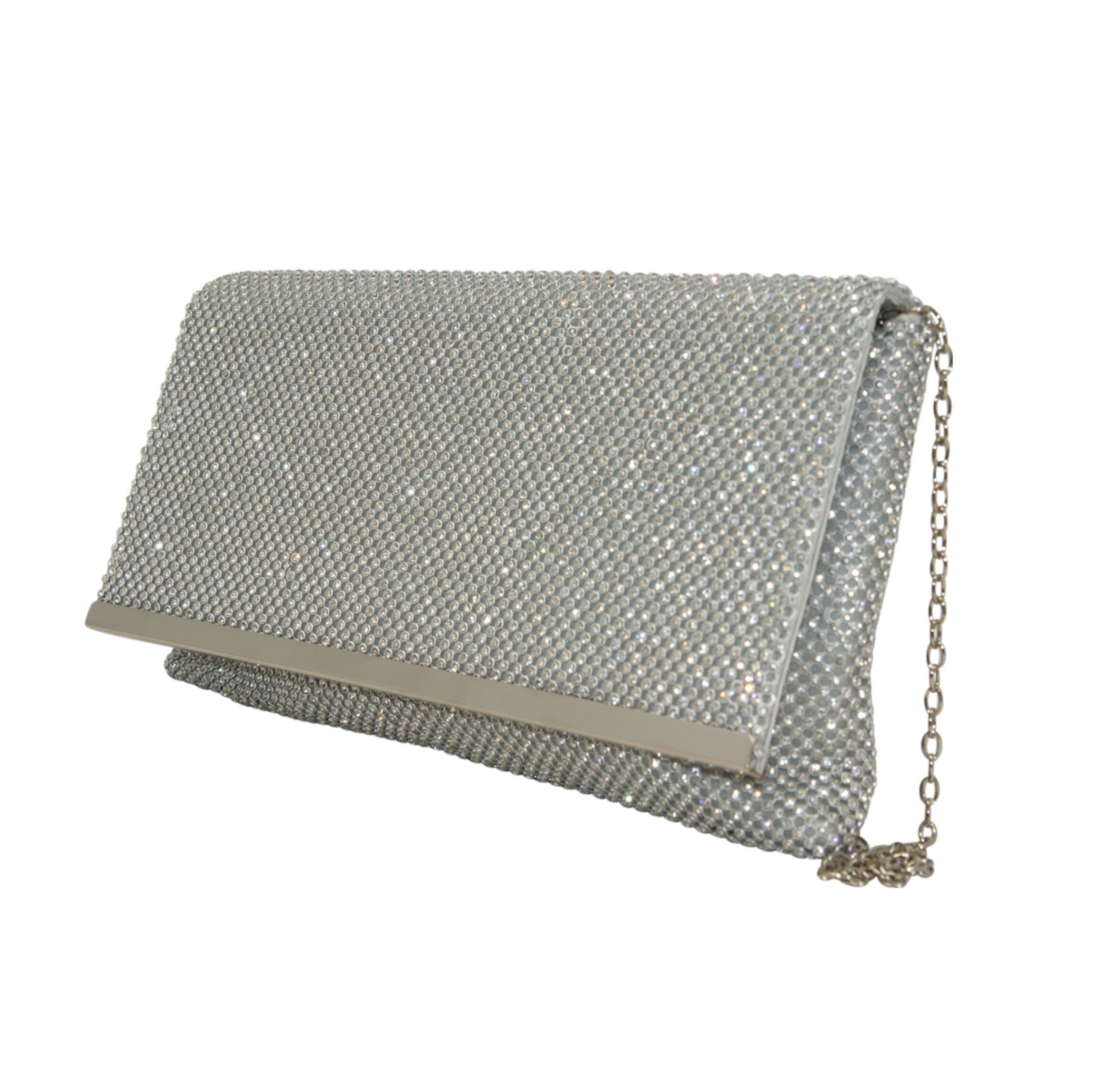 silver party clutch