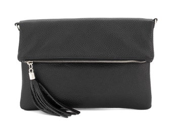 Real Genuine Plain Leather Italian Elegant Clutch Bag Crossbody Ladies Shoulder Bag Spring/Summer Wedding Parties Evening Bag Made in Italy