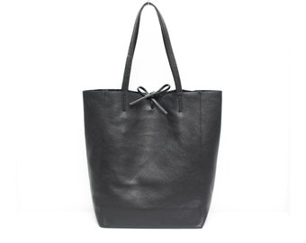 Echtleder Shopper Tasche Große LederTasche Kieselleder Kieselleder Weiches italienisches Leder große Ledertasche Alltagspraktische schwarze Ledertasche