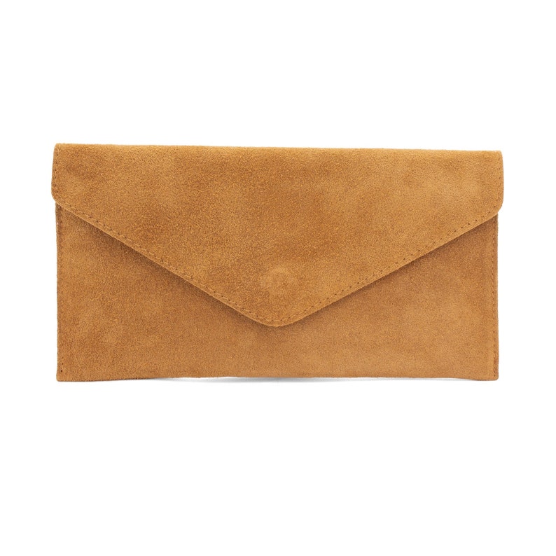 Genuine Suede Leather Evening Envelope Clutch Crossbody Shoulder Handbags Bridesmaid Gift Versatile Elegant Wristlet and Chain Strap image 7