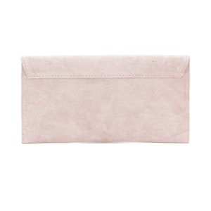 Genuine Suede Leather Evening Envelope Taupe Clutch Crossbody Shoulder Bag Bridesmaid Gift Versatile Elegant Wristlet and Chain Strap image 9