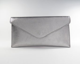 pewter grey clutch bag