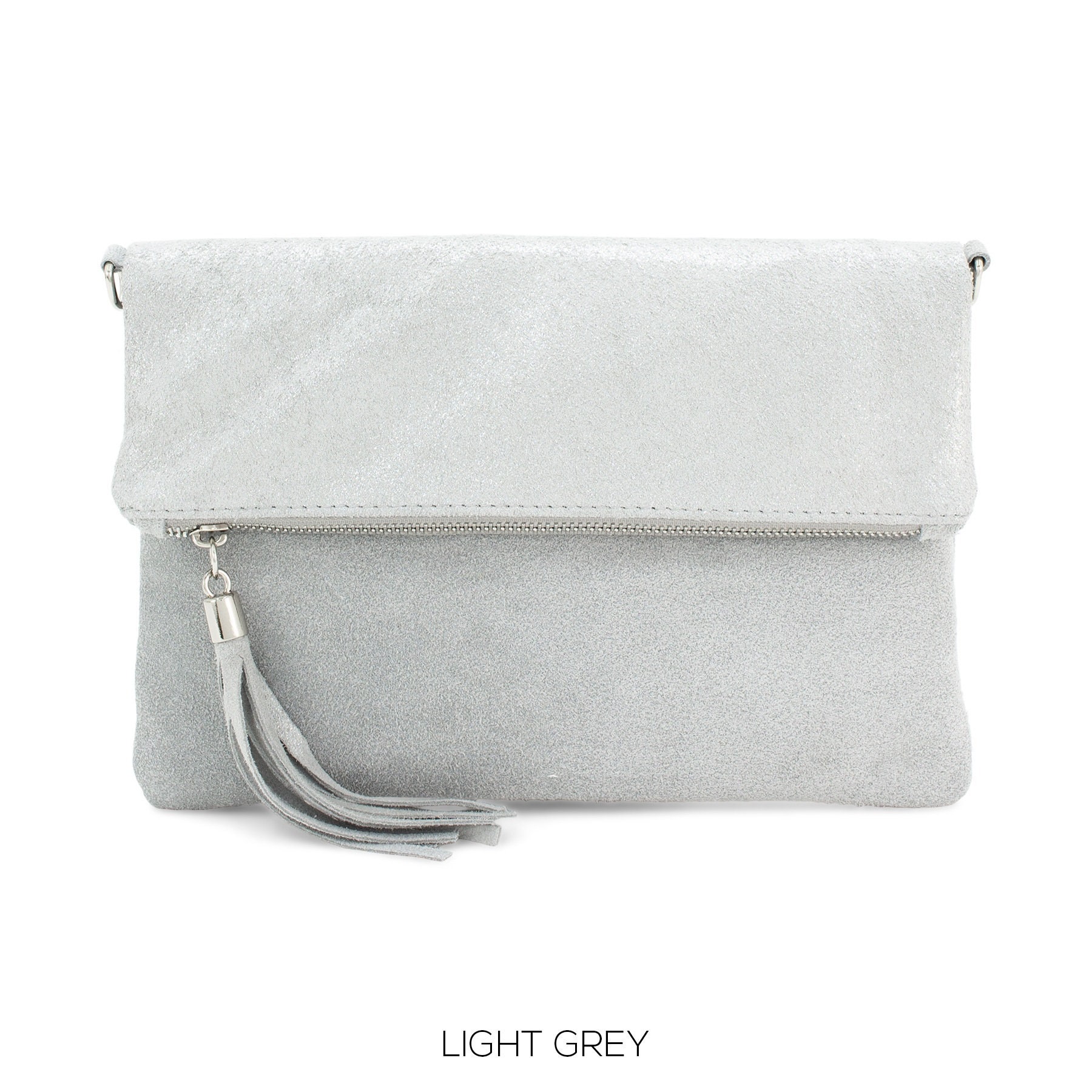Light grey suede clutch bag sale