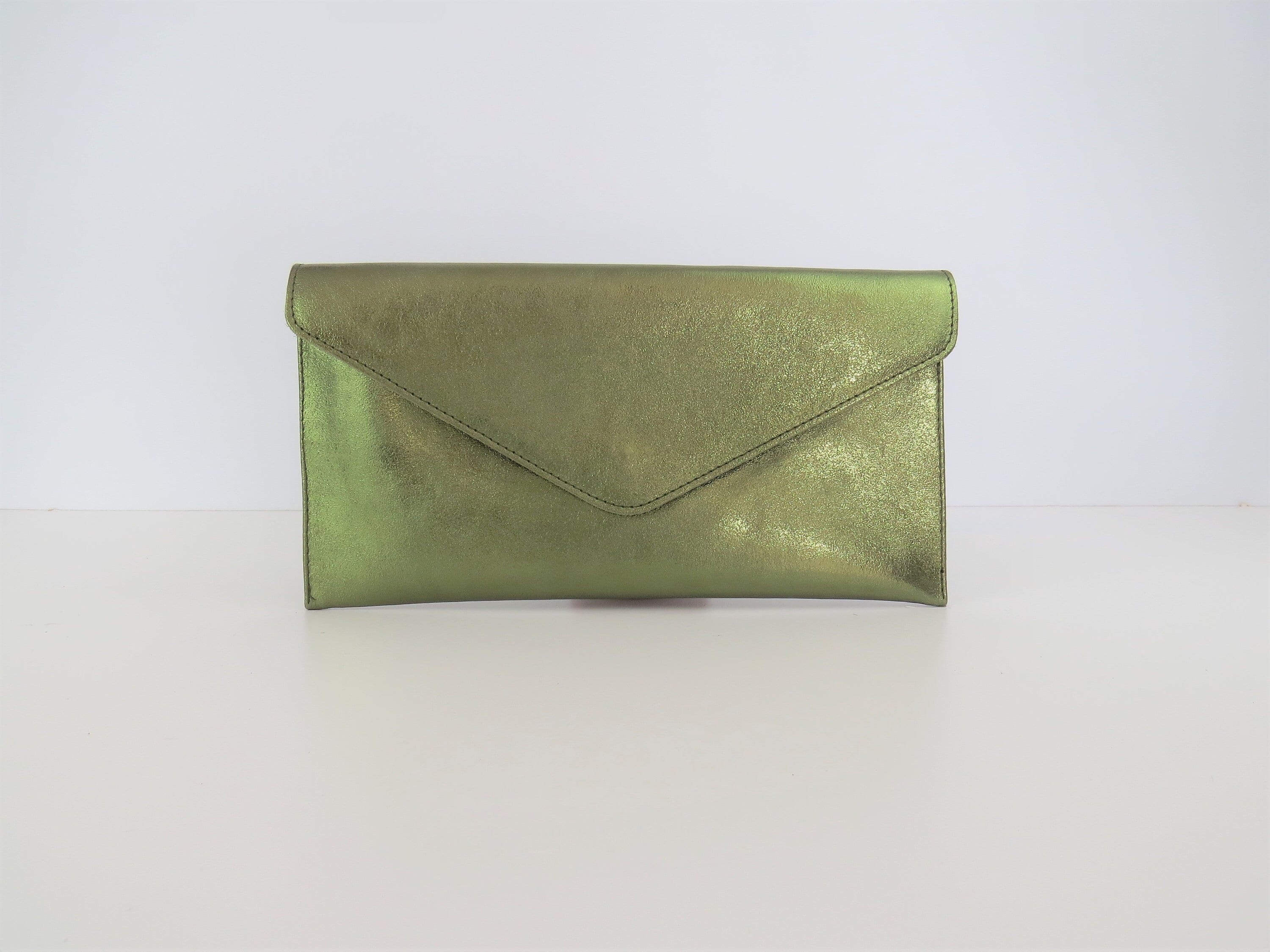 ESBEDA Olive Green Colour Glitter Shine Clutch for Women