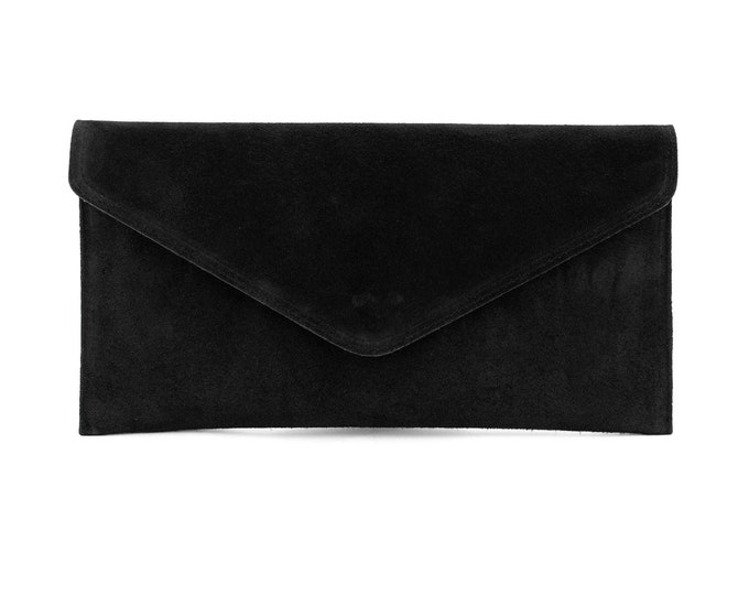 Rare Vintage Coach NYC Black Leather Envelope Clutch Bag / Handbag