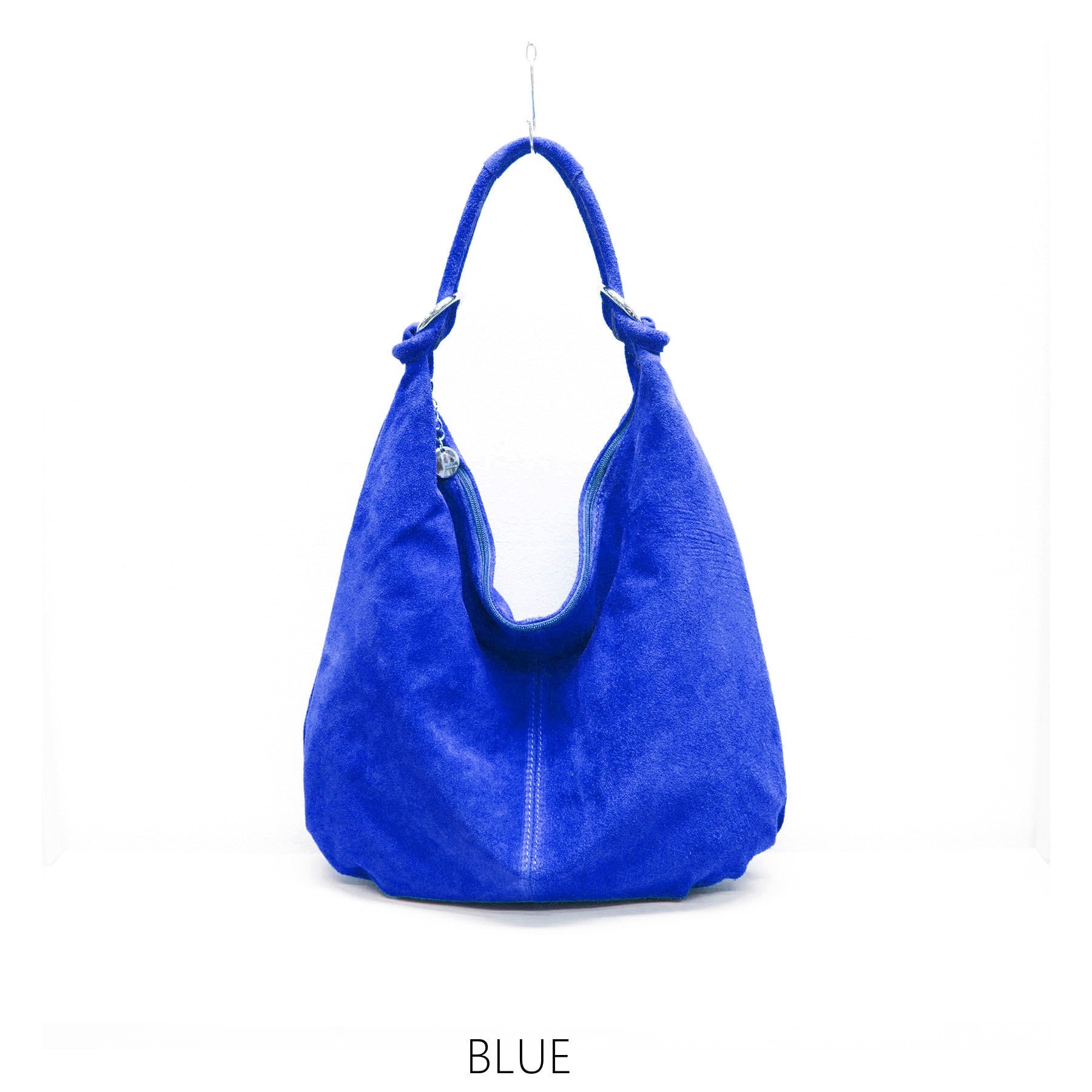 Tote suede leather bag in royal blue .Soft natural genuine leather sho –  Handmade suede bags by Good Times Barcelona