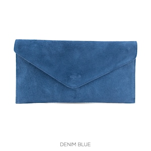 Genuine Suede Leather Evening Envelope Clutch Crossbody Shoulder Handbags Bridesmaid Gift Versatile Elegant Wristlet and Chain Strap image 10