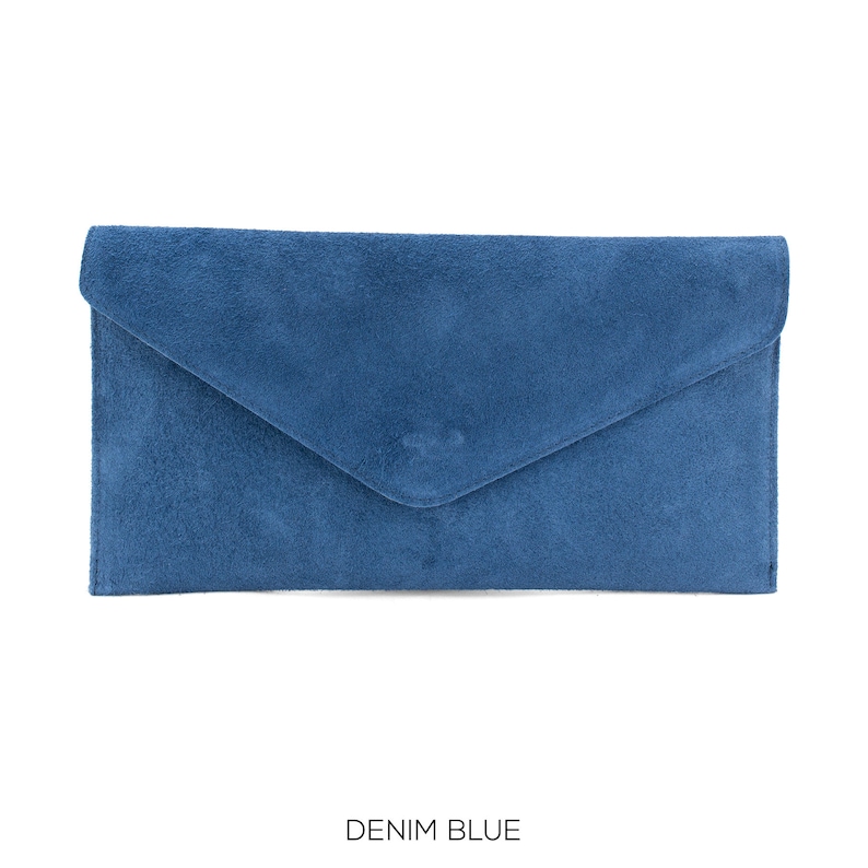 Genuine Suede Leather Evening Envelope Clutch Crossbody Shoulder Handbags Bridesmaid Gift Versatile Elegant Wristlet and Chain Strap image 10