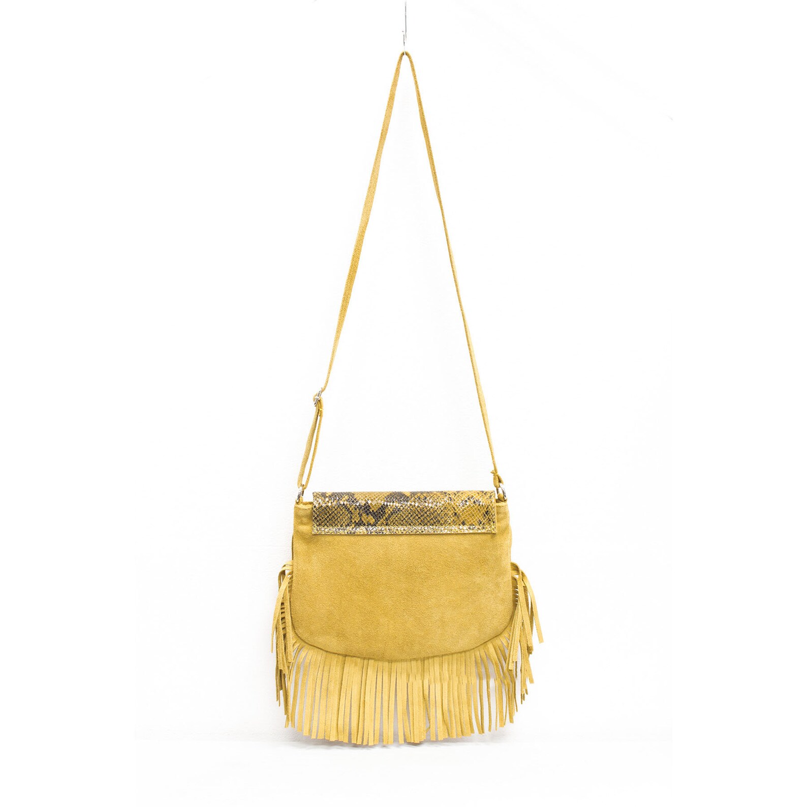 Genuine Suede Leather Italian Fringed Bag Crossbody Ladies Etsy