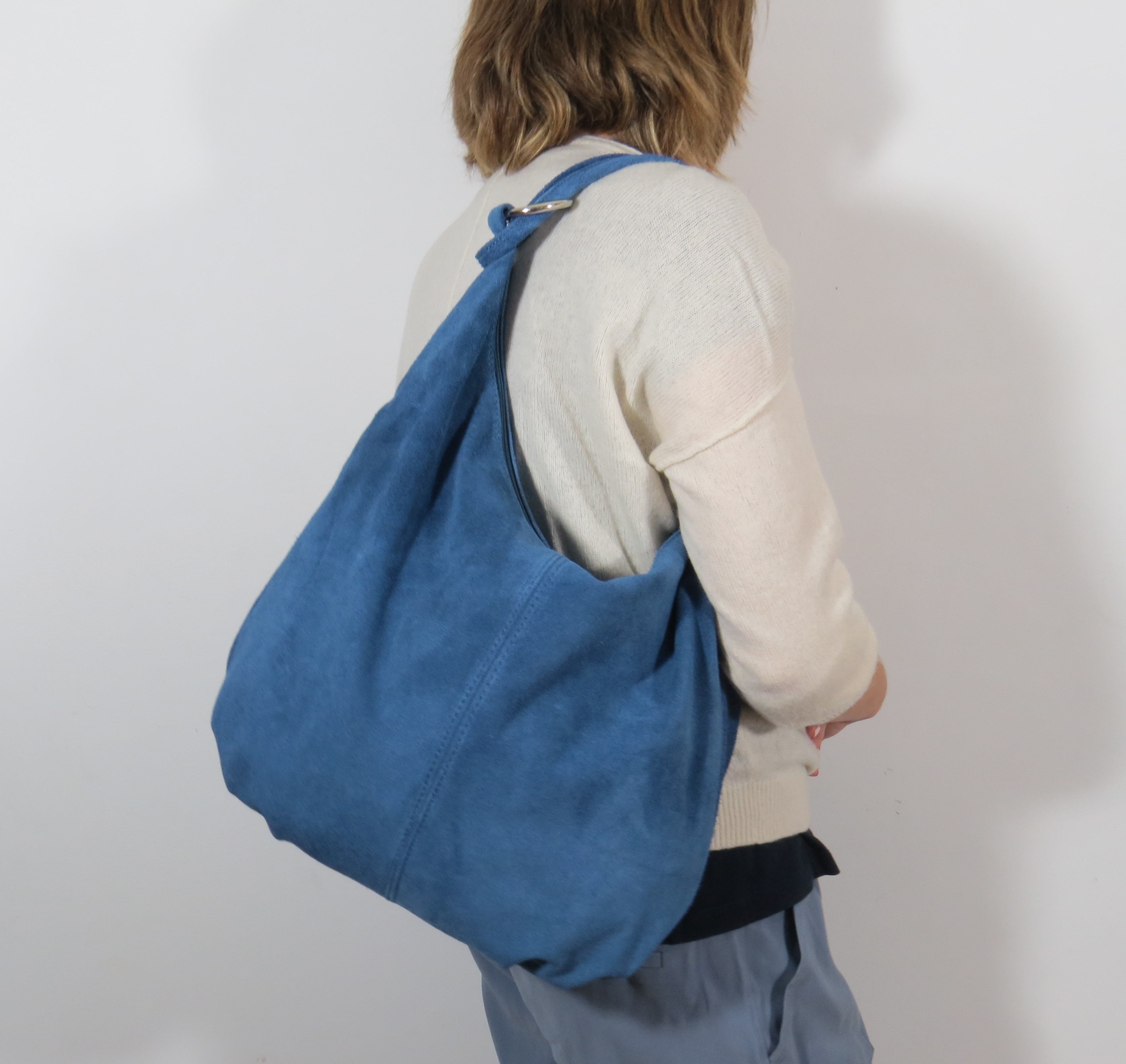 Slouchy Bag - Royal Blue Suede