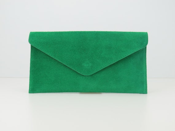 Genuine Suede Leather Evening Envelope Kelly Green Suede Clutch Bag Crossbody Bag Bridesmaid Gift Versatile Elegant Wristlet Chain Strap Etsy Ireland