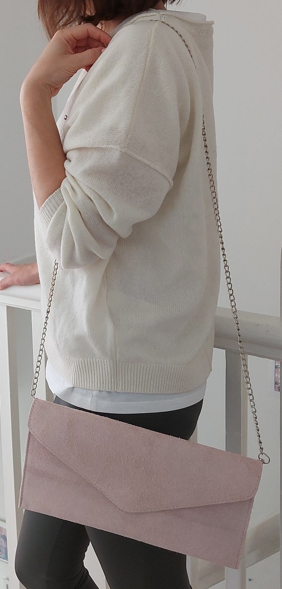 Cream suede clutch bag on sale