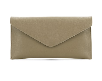 Echte Beige Pebbled Leder Umschlag Clutch Vielseitige Crossbody oder Schultertasche, Brautjungfer Geschenk. Elegantes Design Beige Kupplung Geschenk für sie