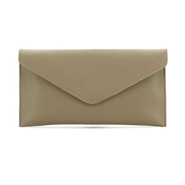 Genuine Beige Pebbled Leather Envelope Clutch Versatile Crossbody or Shoulder Bag, Bridesmaid Gift. Elegant Design Beige Clutch Gift For Her