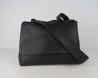 Noir Minimaliste Faux Cuir Sac à main Noir Sac à bandoulière Noir Messanger Sac Simple Vesritile Everyday Bag Cadeau pour son sac Soft Slouch