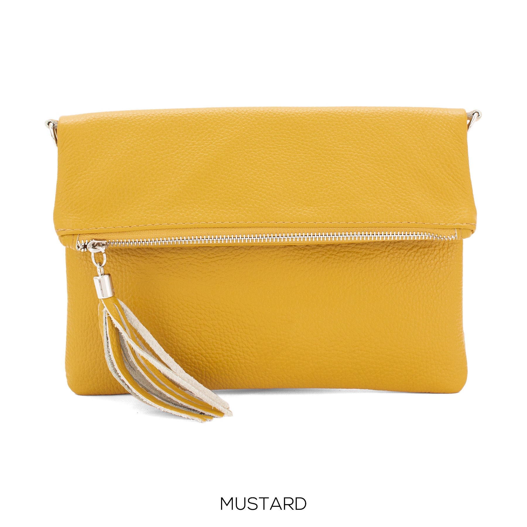 Genuine Italian Leather Crossbody Bag – Plain Design With Tassel, Adjustable Strap & Fully Lined Compartment - View #5