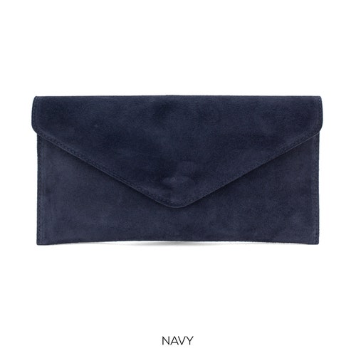 Dark navy suede clutch bag Clearance