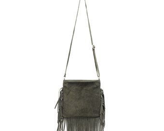 Genuine Suede Leather Italian Fringed Bag Crossbody Ladies Shoulder Bag Spring/Summer Messenger bag Parties  Evening Bag Made in Italy