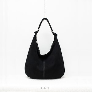 Black suede shoulder bag sales