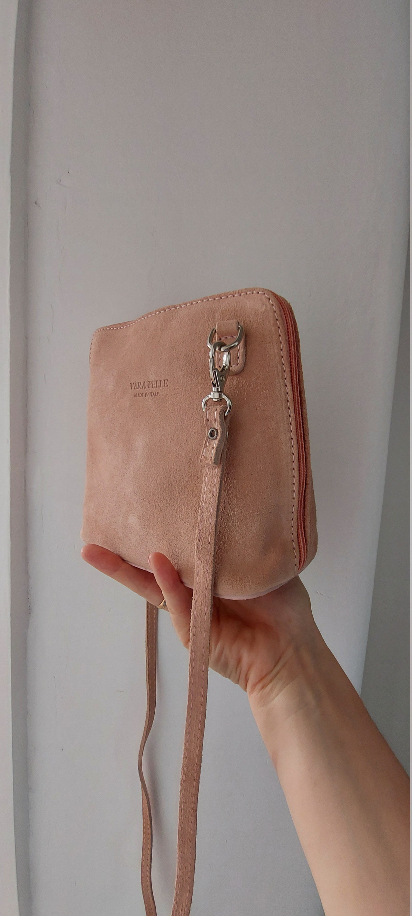 Real Leather Suede Crossbody Bag VERA PELLE Real Italian Suede Etsy