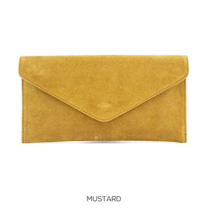 Genuine Suede Leather Evening Envelope Clutch Crossbody Shoulder Handbags Bridesmaid Gift Versatile Elegant Wristlet and Chain Strap image 6