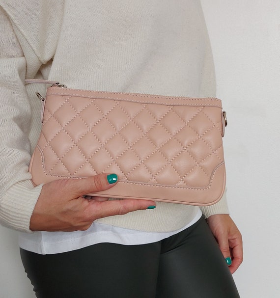 Italian Leather Quilted Convertible Shoulder Bag