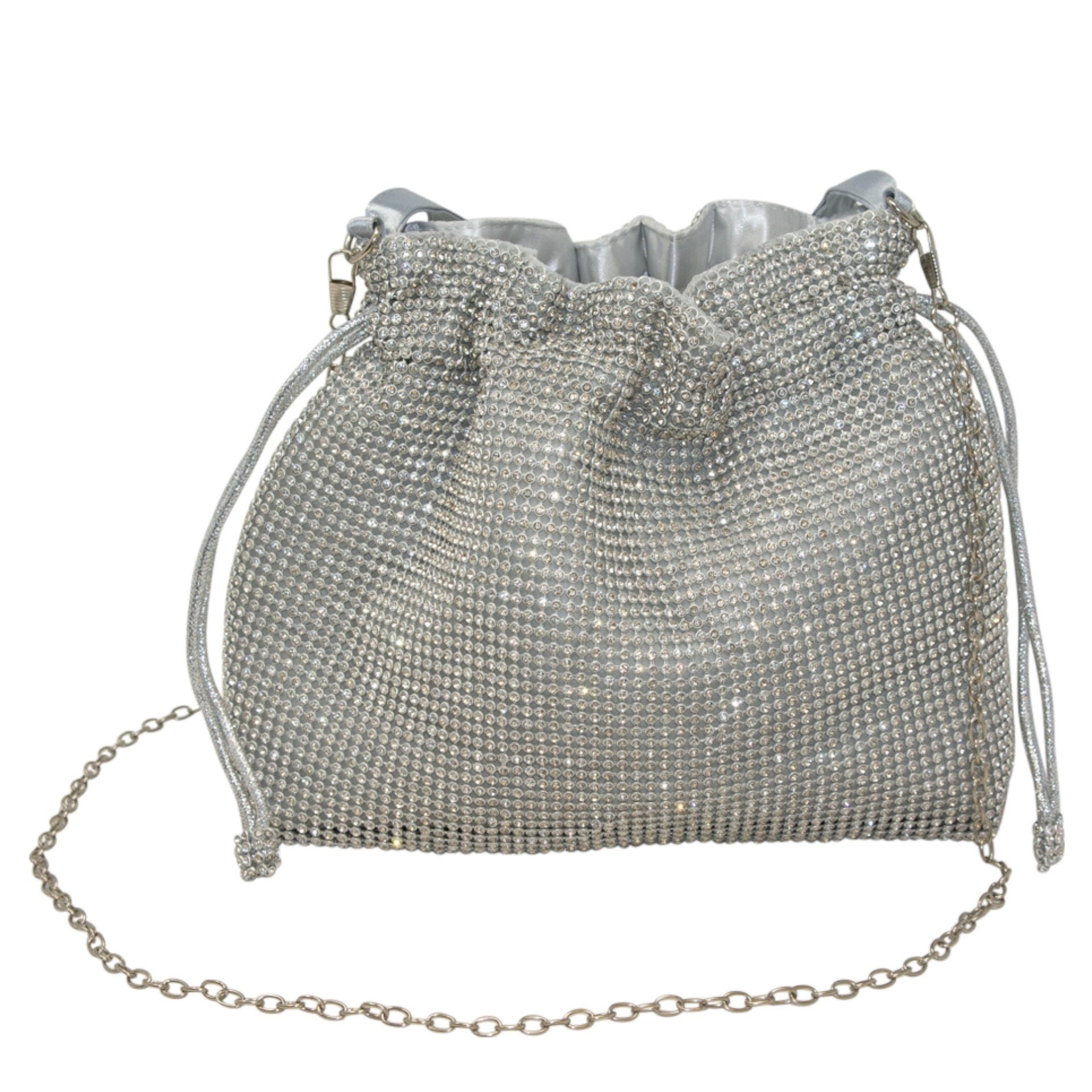 Sparkly Silver Draw String Shoulder Bag perfect eyecatching Etsy