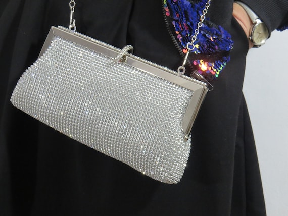 Luxury Silver Rhinestones Wedding Clutch Purse Evening Bags | Baginning