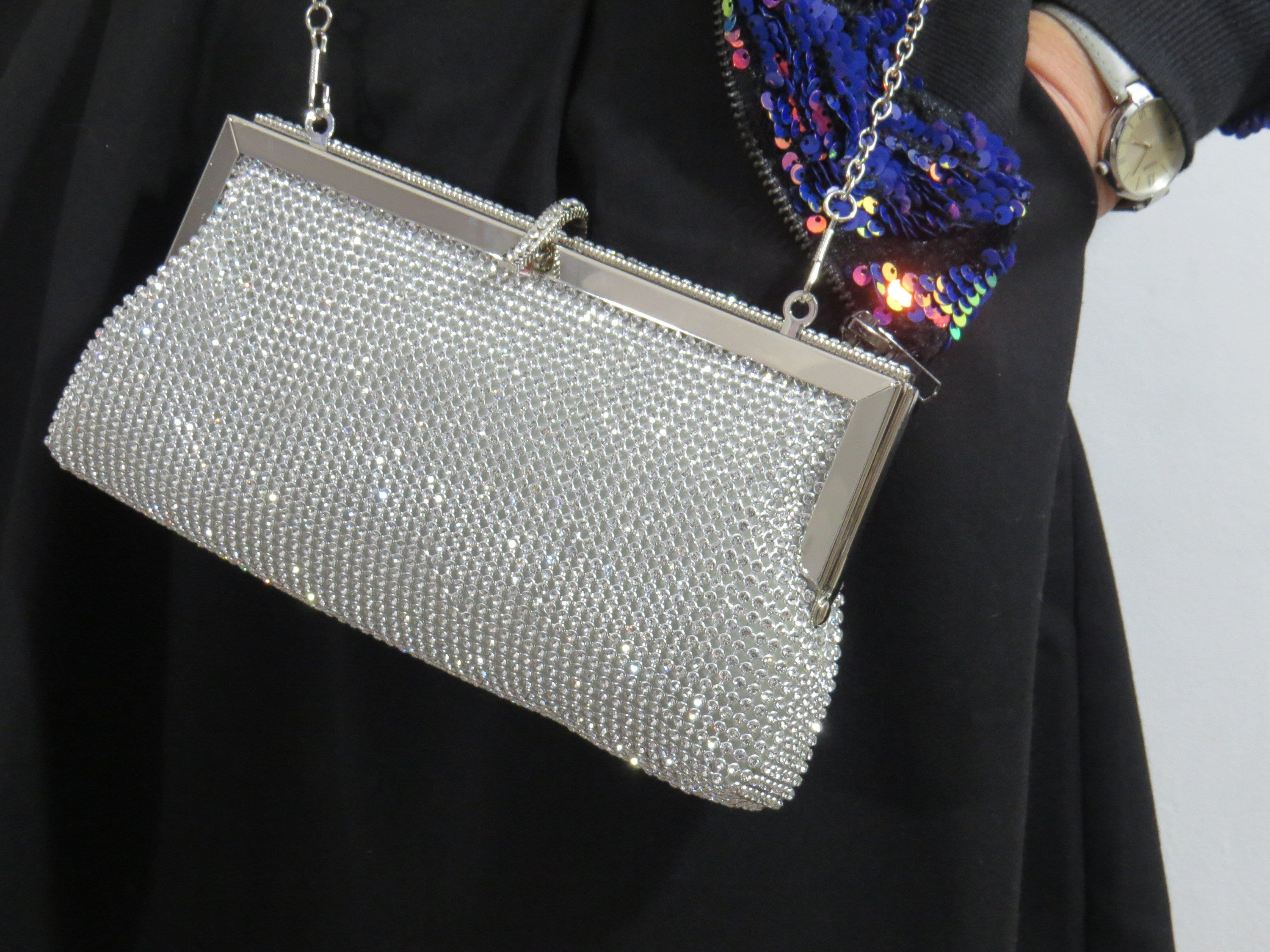 Silver top glitter handbag