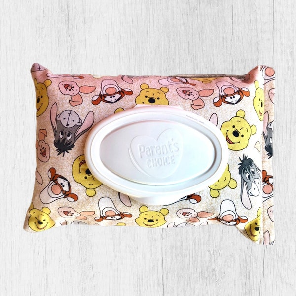 Winnie the Pooh BABY WIPE COVER Makeup Remover Wipe Cover~Flushable Wipe Cover~Wipes Case Cover~ Wet Wipes Cover-Baby Shower Gift