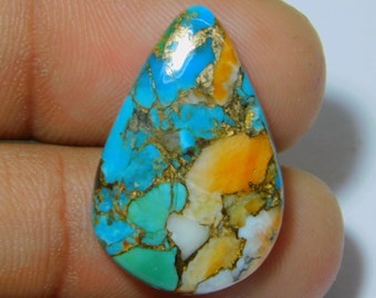 Use For Gold And Silver Jewelry Oyster Turquoise Coffin Shape 29x18x4 Cabochon Best Quality Oyster Turquoise Mohave 23 Ct Loose Gemstone