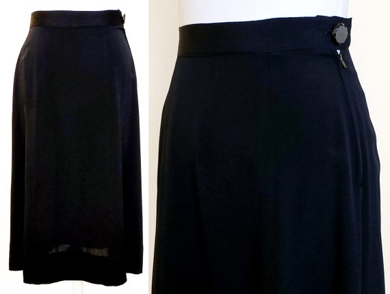 40s Rayon Skirt Black S M Small Medium
