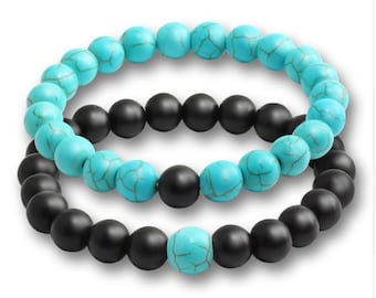 Black/Turquoise Natural Stone Bracelets