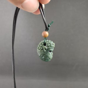 Hand Carved Jade Buddha Monkey Pendant, Unique Necklace Carving Gift, Handmade Ape Netsuke,Exclusive Gemstone Zodiac Carving,Only One.
