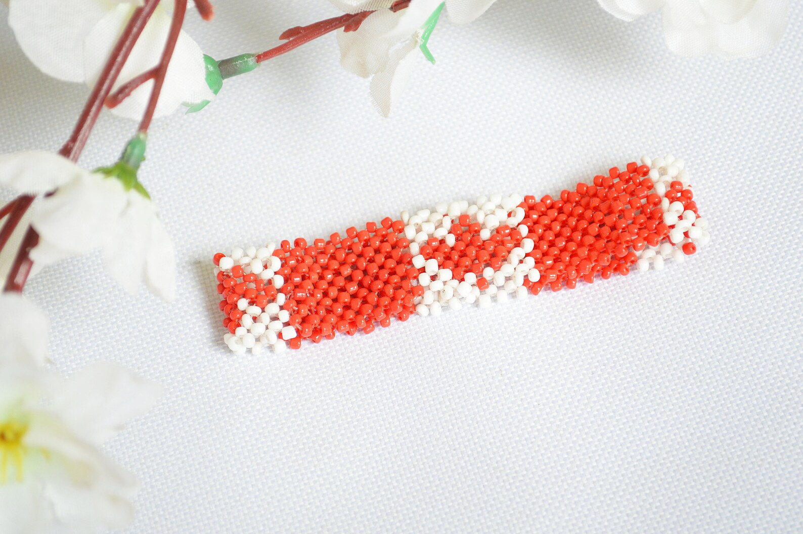 Canada Flag Beaded Bracelet/canadian Beaded Bracelet/canadian Etsy