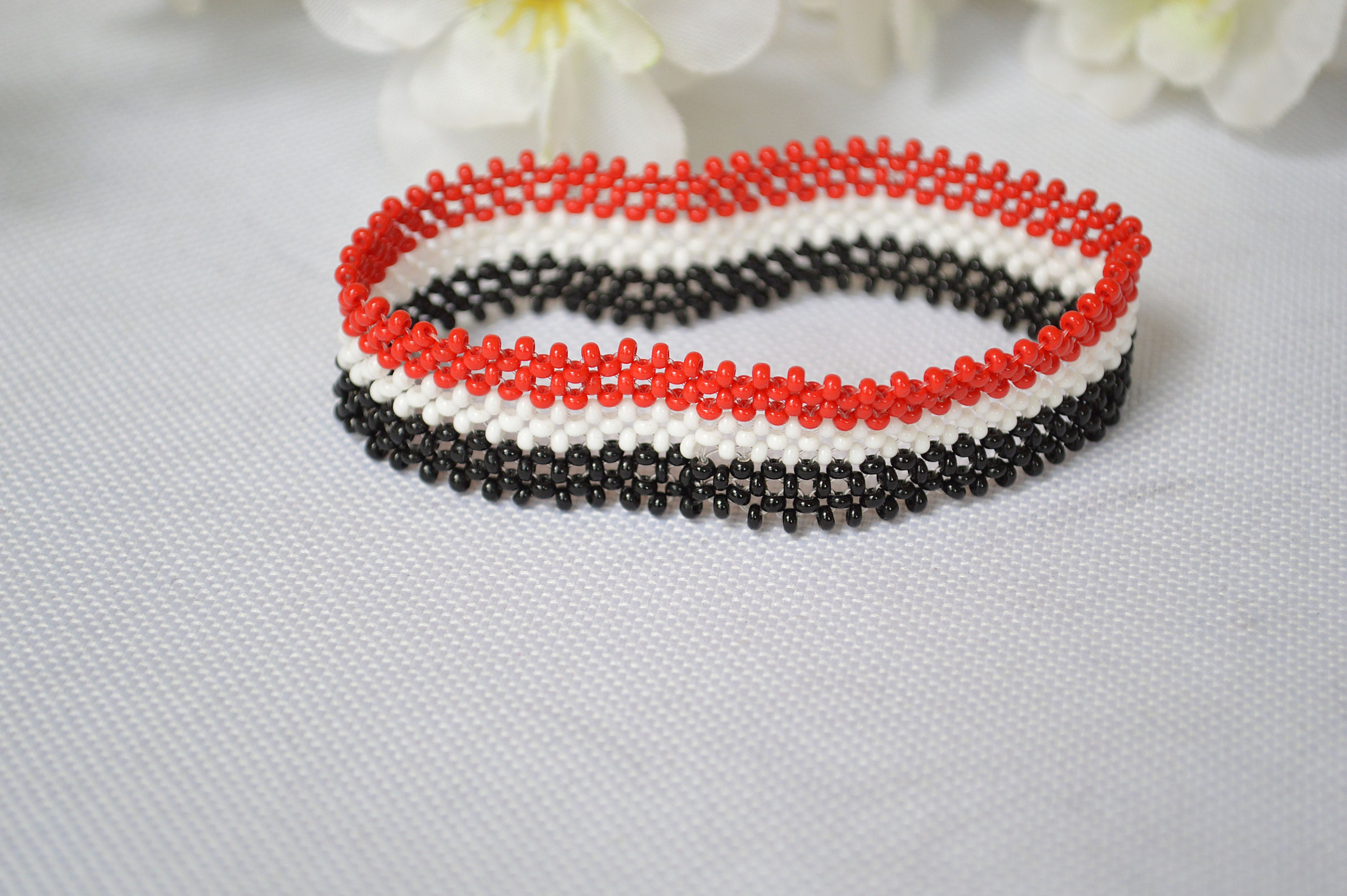 Iraq Beaded Flag Bracelet/iraqi Beaded Flag Bracelet With Name/iraq