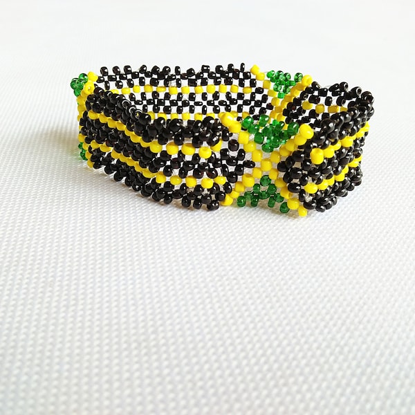 Bracelet de drapeau jamaïcain / Bracelet de perles du drapeau de la Jamaïque / Bracelet de perles de la Jamaïque / Bracelet de perles de pays / Bracelet de la Jamaïque / Bijoux de drapeau de la Jamaïque