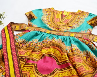 Dashiki dress for 13 to 14 year old girls/Casual adolescent's dress/African lady dress/Dashiki print girl dress/Short sleeved Dashiki dress.