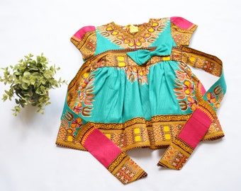 Girl Dashiki dress/Dashiki dress/Casual kid dress/Cotton kid dress/African baby dress/Dashiki print girl dress/Short sleeved kid dress