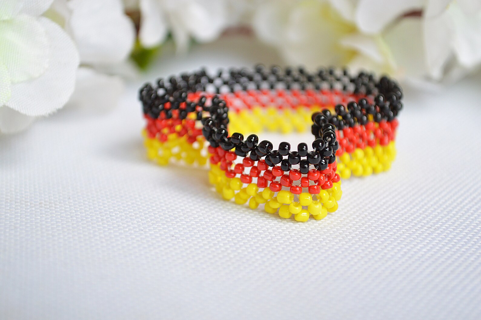 Beaded German Flag Bracelet/german Beaded Bracelet/german Patriotic