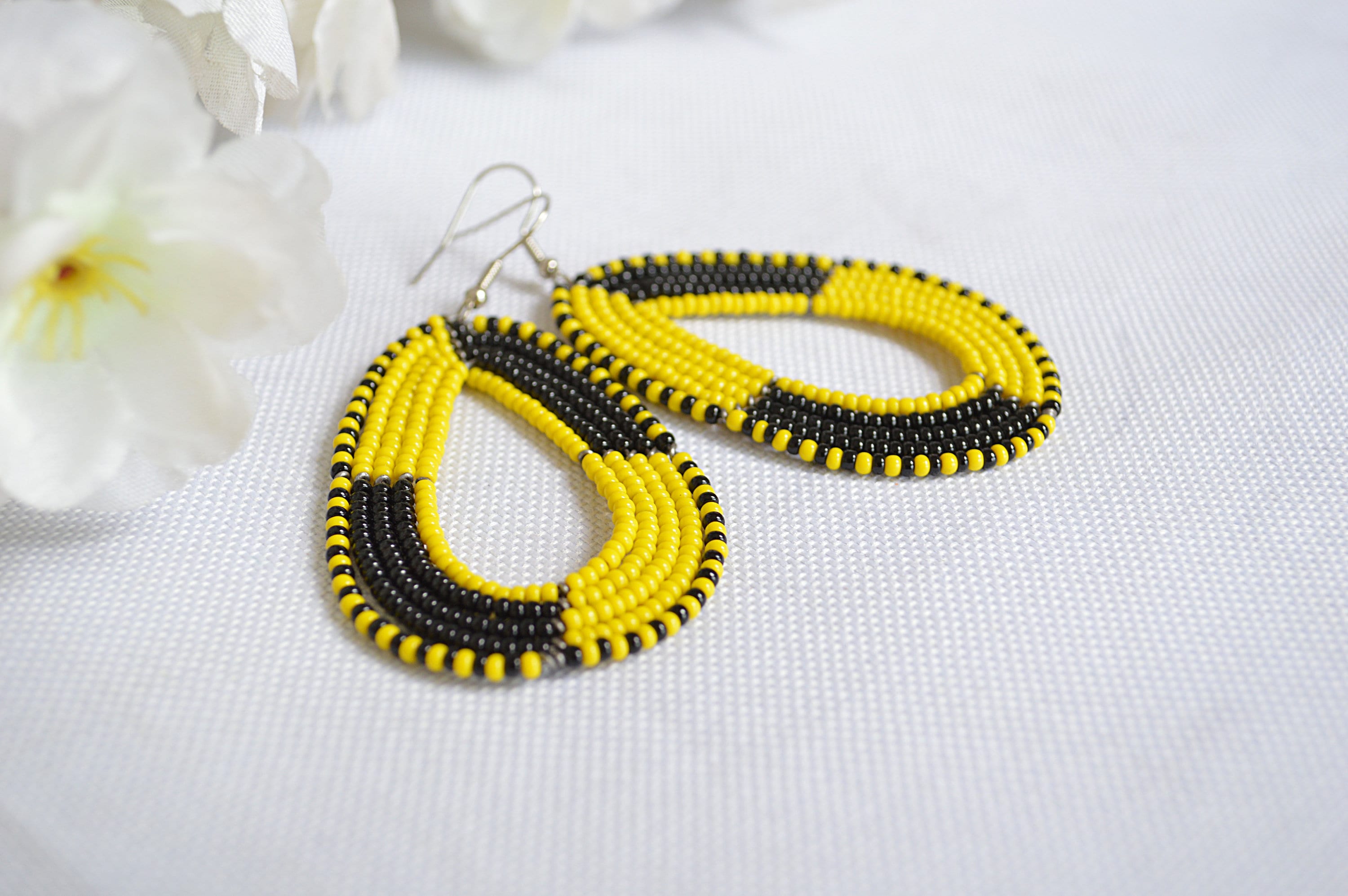 Orange and multi-colored African Maasai beaded earringsTraditional African earringsKenyan beaded earringsAfrican multicolor earrings.
