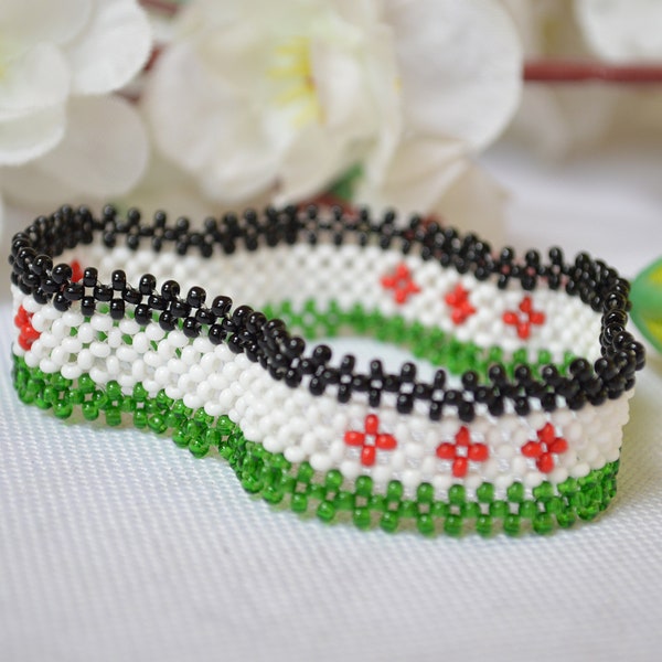 Syria flag beaded bracelet/Beaded Syrian bracelet/Syria bracelet/Country beaded bracelet/Patriotic Somaliland bracelet