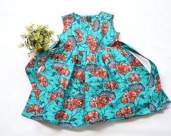 Baby Ankara dress/3 year old dress/Casual kid dress/Cotton kid dress/Blue Ankara print girl dress/Sleeveless Ankara/Baby girl African dress.