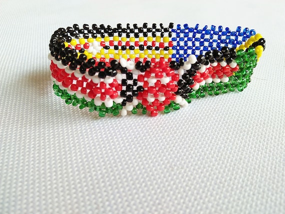 Set of 2 Red, White, and Blue USA Flag Patriotic Colors Crochet Glass  Bracelets | eBay