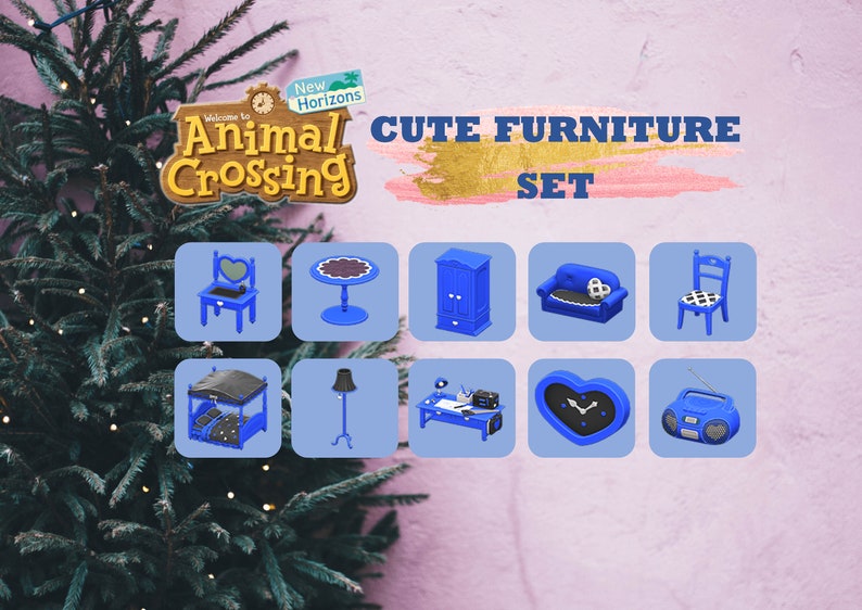 Cute Furniture Set Animal Crossing ACNH Etsy