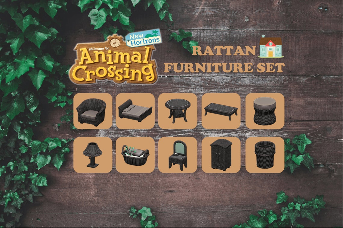 Rattan Furniture Set Animal Crossing ACNH Etsy