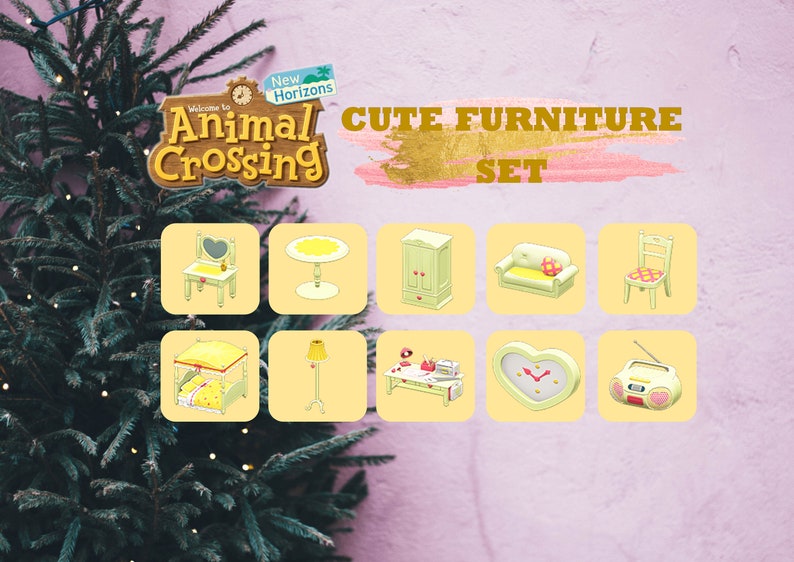 Cute Furniture Set Animal Crossing ACNH Etsy