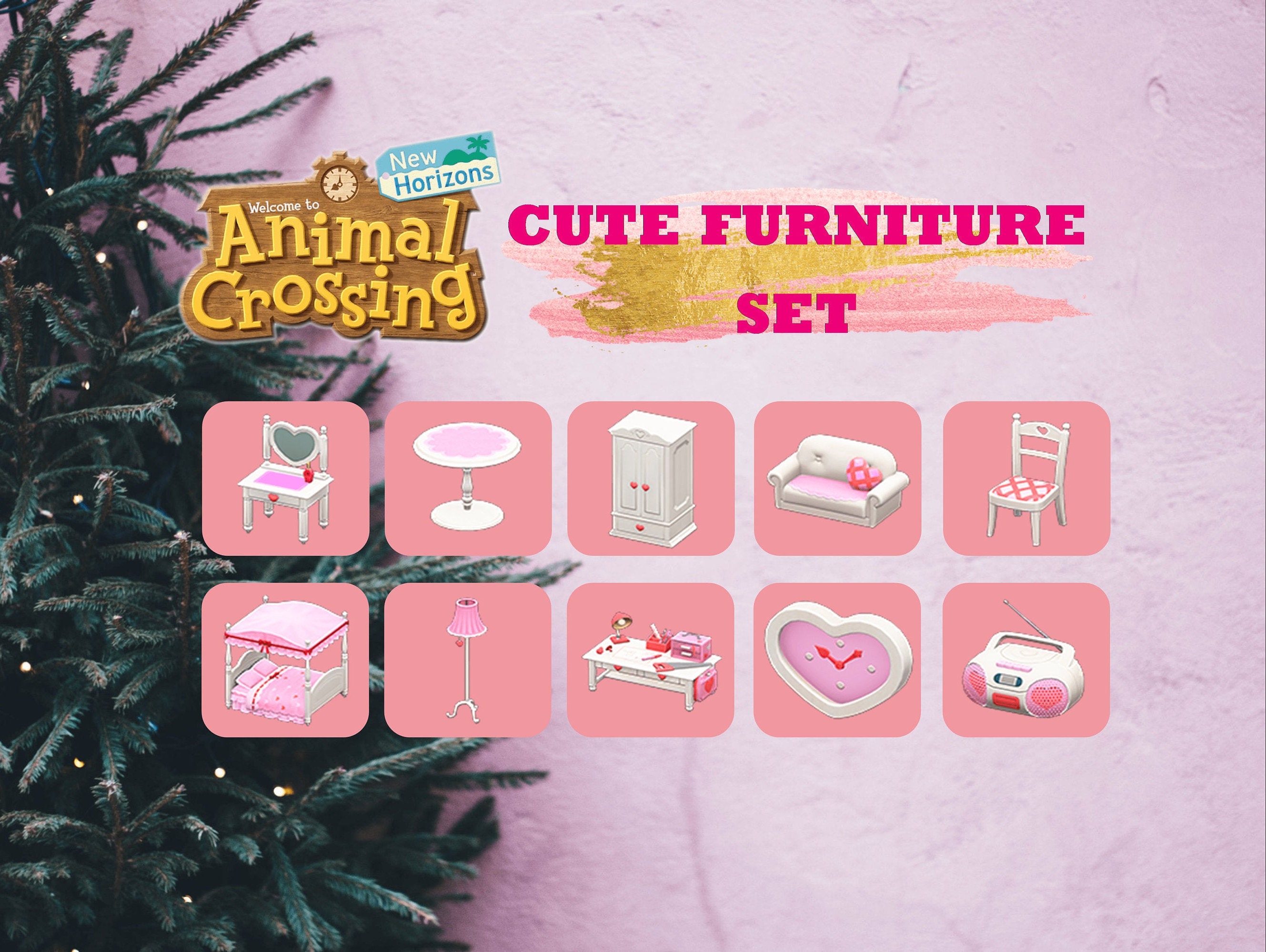 Cute Furniture Set Animal Crossing ACNH Etsy