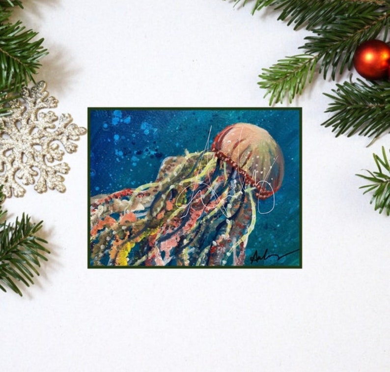Aqualand Digital Print, Modern Acrylic Paint, Animal Print, Blue Ocean Abstract Art, Acrylic Printable Art, Octopus, gift, holiday, party image 2