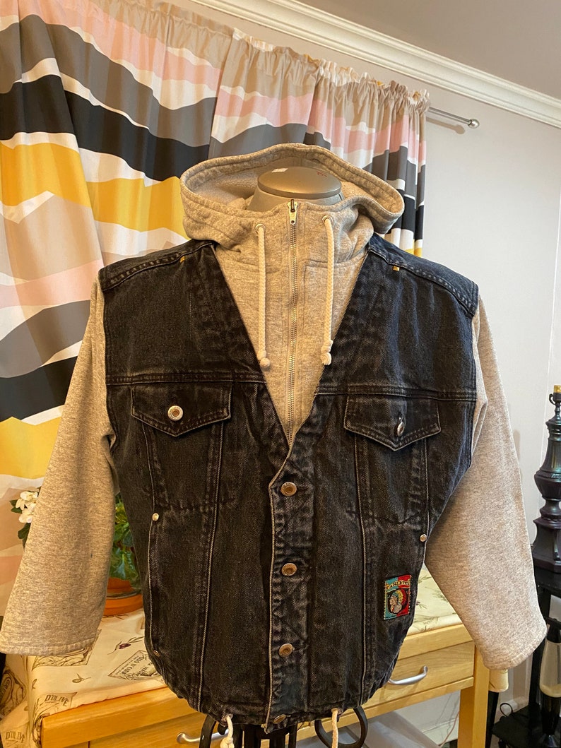 Vintage Faux Jean Vest With Sweater 